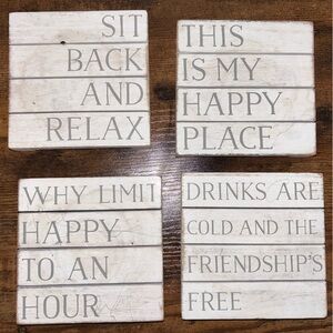 Set of 4 Wooden Decorative Quote Coasters